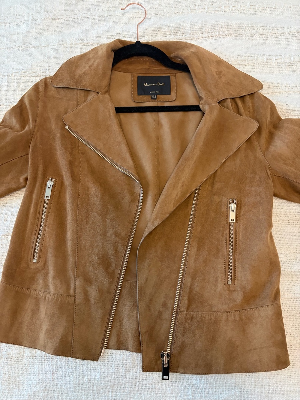 Massimo Dutti Camel Suede Jacket size S with silver hardware - Picture 3 of 7